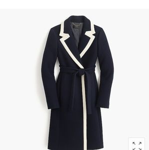 NWOT JCrew Navy Tipped wrap coat in Italian wool